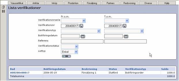 Exder Admin Uppdatera verifikationer När du sparar eller slutför en verifikation visar Exder upp den senaste sparade verifikationen.