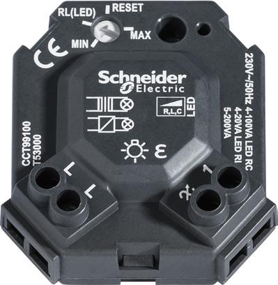 Schneider uttag/dimmer/brytare/ram Schneider Electric Exxact Universaldimmer för LED, glödljus, halogenlampor 230 V, lågvoltshalogen, Exxact, 4-400 W, Schneider Vriddimmer för ljusreglering av LED,