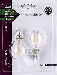 LED-lampa, klot, klar, retro/filament, 4083102701 2 W (=25 W) 250 lumen Ø 45 mm