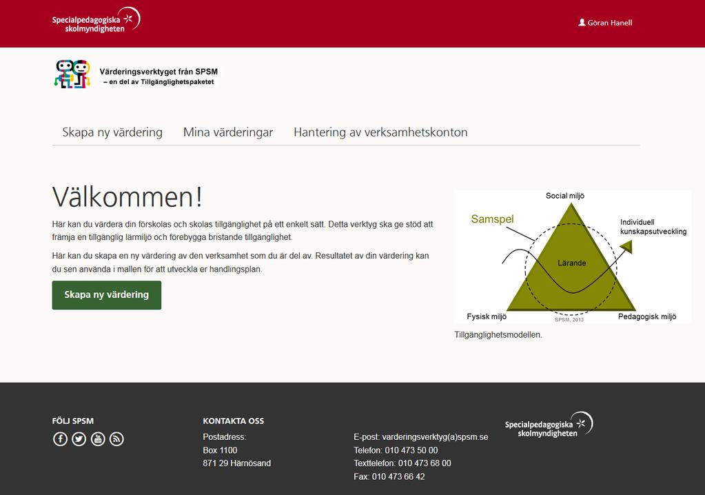 2. Startsidan Bild 2 - Startsidan Då du har loggat in så kommer du till startsidan.