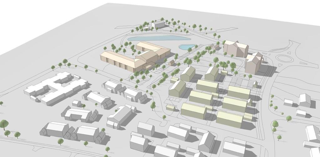 I planområdets östra delar mot Sjögatan medges två våningar och i områdets nordvästra del maximalt fyra våningar. Komplementbyggnader inom planområdet får uppföras i maximalt en våning.