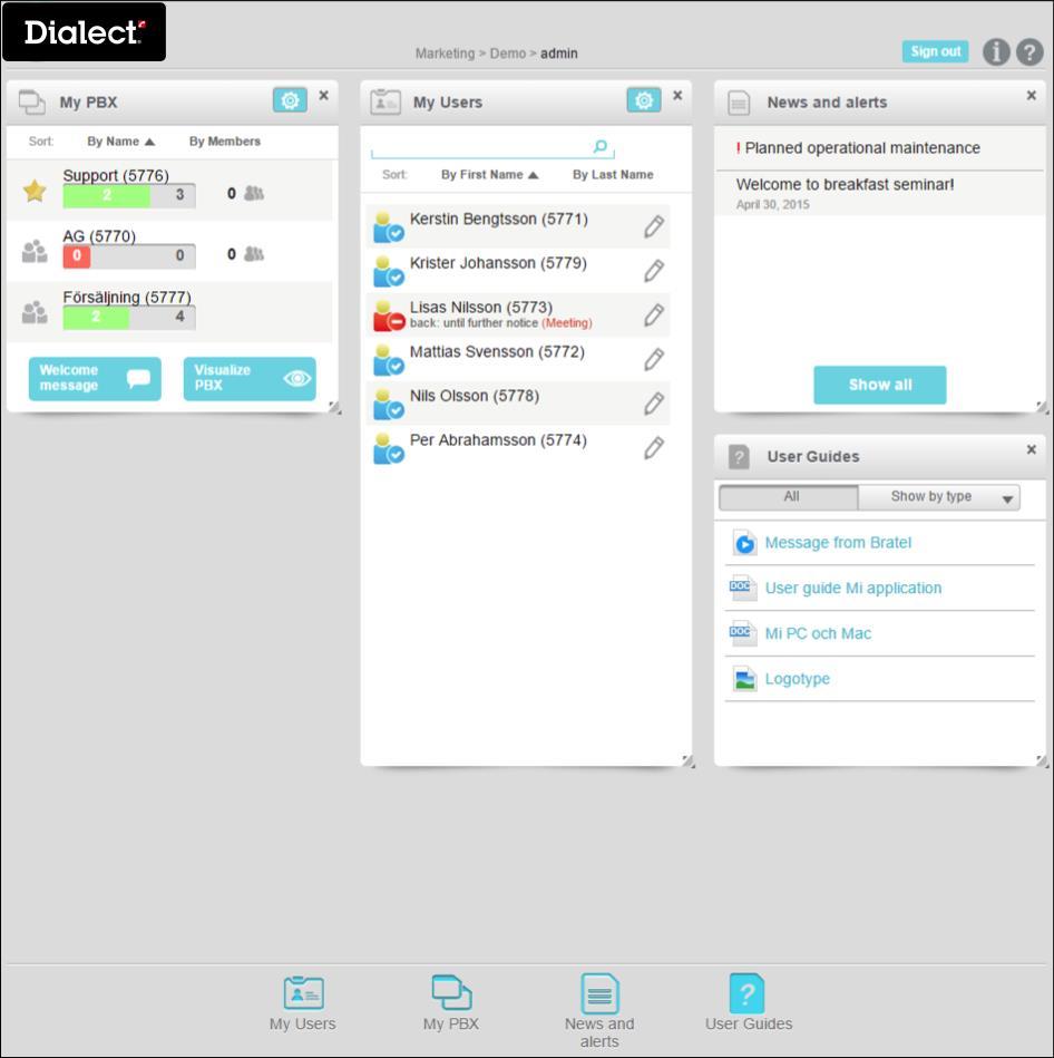 Dialect Unified Home Dialect Unified Home är en webbaserad applikation som riktar sig