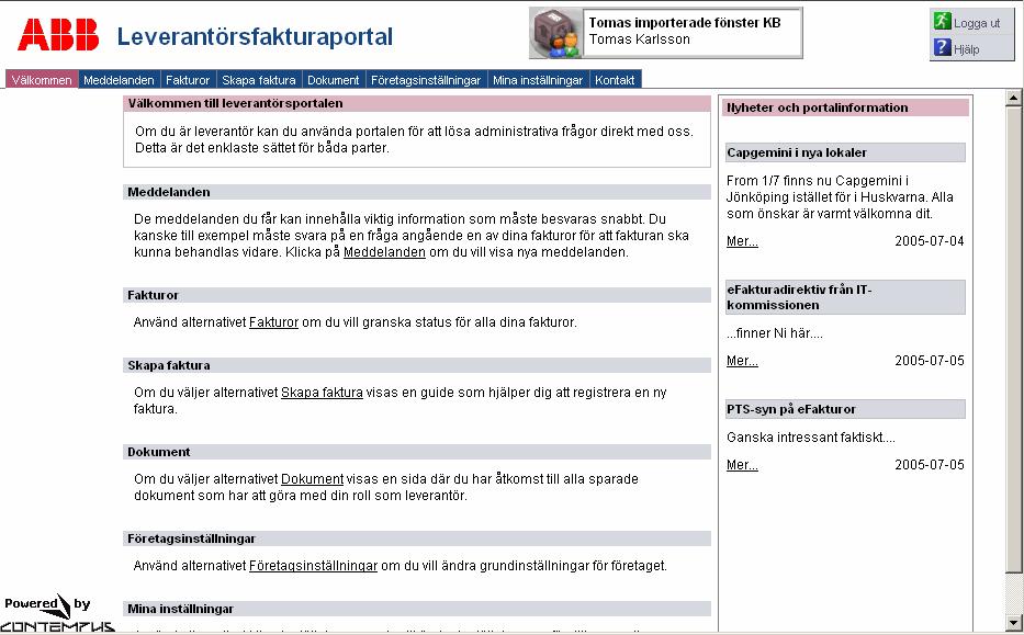 På välkomstsidan finns en introduktion till webbplatsen och en kort förklaring av innehållet i portalen.