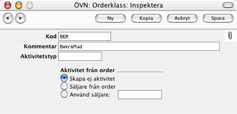 Kapitel 1: Order - Inställningar - Orderklasser Orderklasser Orderklasser hjälper dig att analysera ordrarna i rapportering eller vid prioritering.