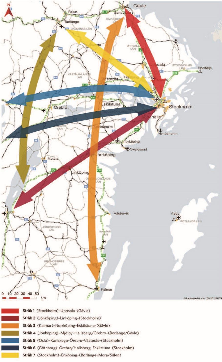 Transitregion/mycket pendling 726 000 enkelresor/vardag (till och från arbetet) För