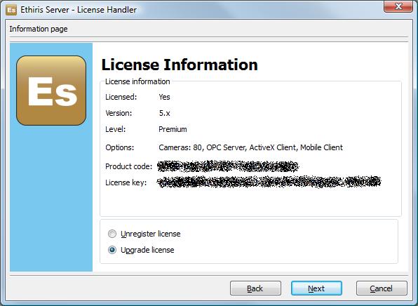 Ethiris Licens Figur 2.10. Välj Upgrade license för att uppgradera. 3.