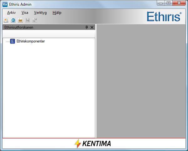 Uppgift 1, ett mycket enkelt system Klicka på Startmenyn och välj Program. 1. Välj programgruppen Kentima Ethiris. 2. Klicka på programikonen Ethiris Admin. Starta Ethiris Admin Figur 2.