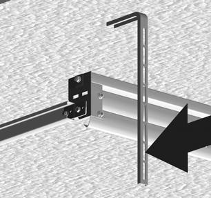 Håll upphängningspendeln mot löpskenan och markera borrpunkten. Vid betongtak borra minst 60 mm djupt i innertaket.
