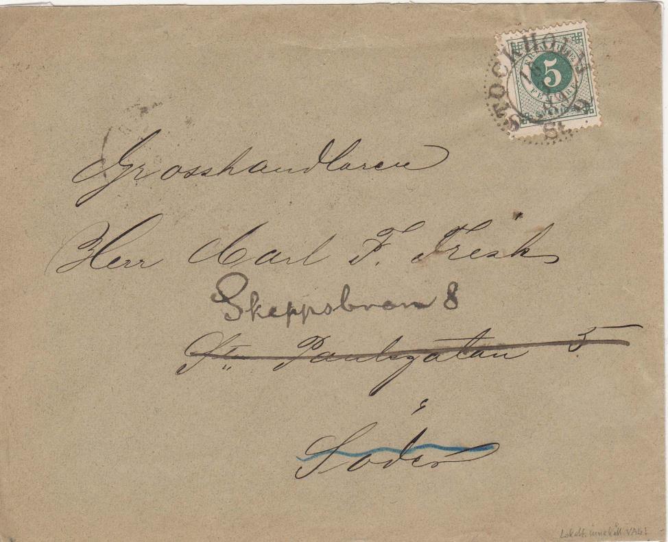 Social Filateli I rösträttens barndom Ett lokalbrev inom Stockholm med 5 öres porto avstämplat 18.3.1889 med innehåll har en hel del att berätta.