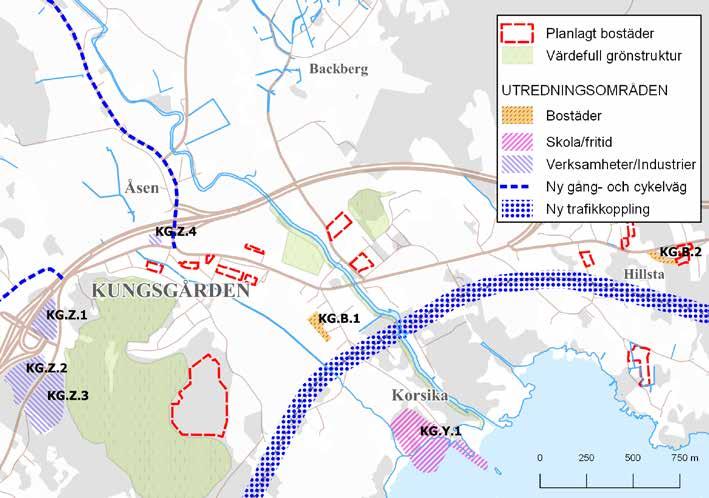 Ortsanalys Kungsgården 57 Framtida markanvändning i Kungsgården Bostäder (B) Kungsgården ligger efter ett prioriterat stråk för kommunens bebyggelseutveckling. Se kapitlet Byggd miljö.