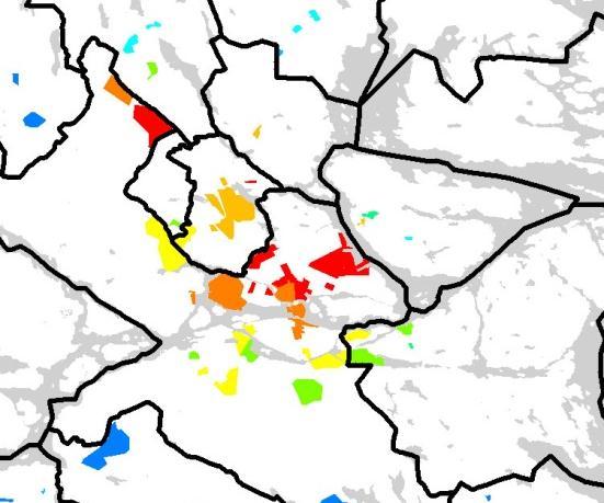 3:4 Modellen: Variabel 4 Kontorskluster En mer detaljerad bild visar att en hög andel