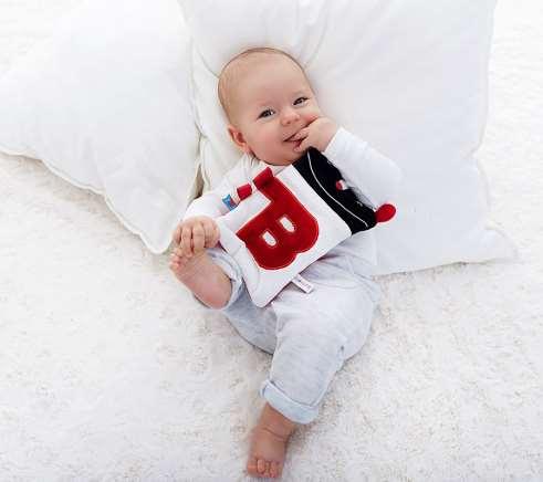 Mr B Prasselbubben - Kombinerad babyleksak och snuttefilt - Pedagogisk och utvecklande - Designad för nyfödda och baby - Kontrastfärger som nyfödda ser - Stimulerar barnets syn, hörsel och känsel -
