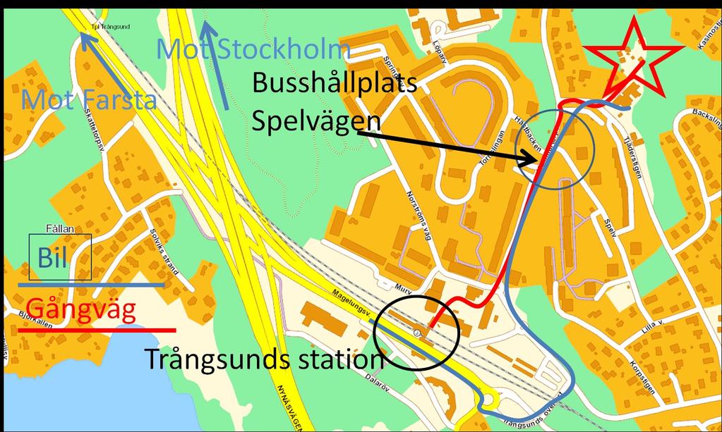 Eller så tar du buss 831 eller 828 mot Farsta och kliver av på nästa hållplats som är Spelvägen. Därifrån är det cirka 300 m till parken.