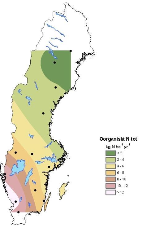 Krondroppsnätets övervakning av luftföroreningar i Svealand. Resultat t.o.m. september 1. IVL rapport B 191 Figur 1.