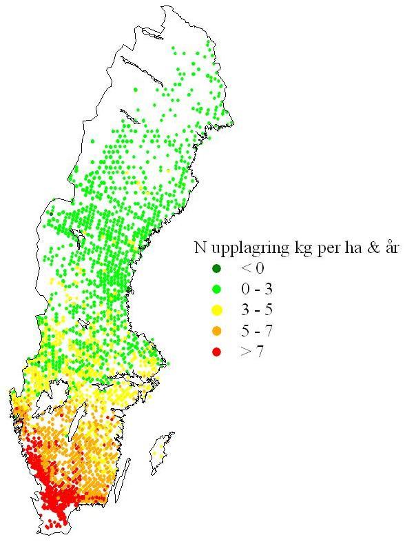 Krondroppsnätets övervakning av luftföroreningar i Svealand. Resultat t.o.m. september 1. IVL rapport B 191 Figur.