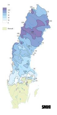 Krondroppsnätets övervakning av luftföroreningar i Svealand. Resultat t.o.m. september 1. IVL rapport B 191.3. Mycket snörik vinter 9/1 Vintern 9/1 var mycket snörik (Figur 3).