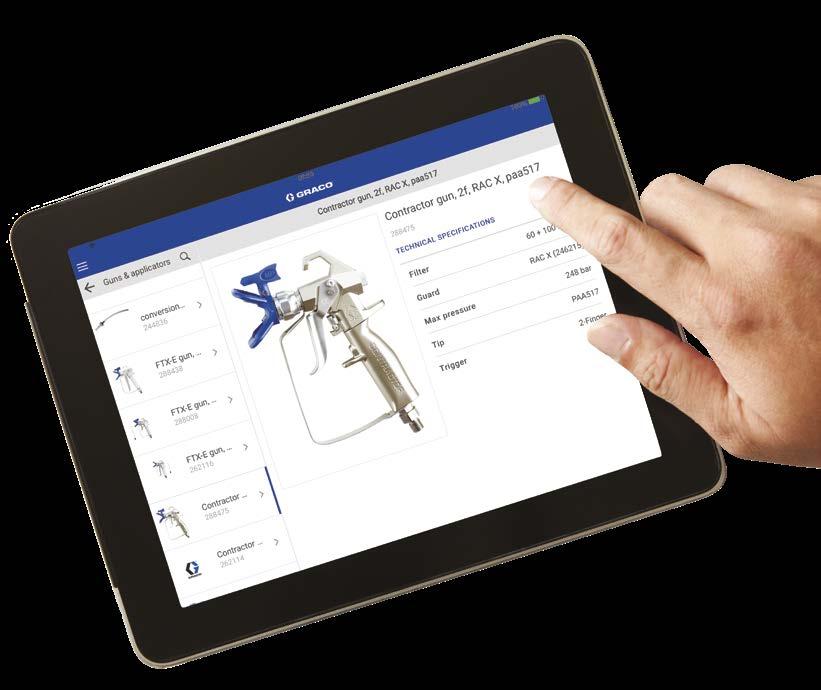 GRACO-APPEN Hitta rätt tillbehör för din enhet och ditt jobb utan besvär Ute efter en snabb lösning på hur du kan få jobben gjorda snabbare och bättre? Ladda ned den kostnadsfria Graco-appen.