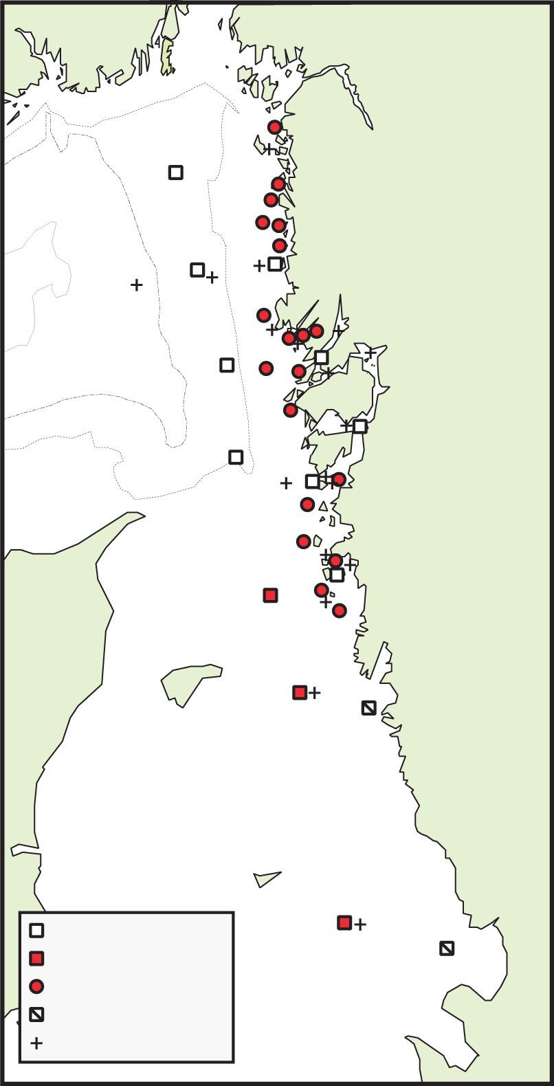 Localities with 4 replicates HELCOM localities Localities with 2 replicates Sampled by c:ty of Halland SMHI monitoring localities Fig.
