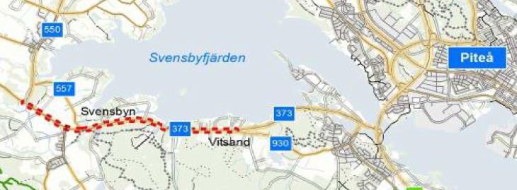 På delar av sträckan Luleå-Boden kan gångoch cykeltrafikanterna färdas på det parallella vägnätet men är i övrigt är dessa hänvisade till vägrenarna på väg 97.