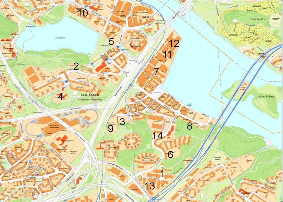 Sida 11 (16) Liljeholmen, inklusive Årstadal och Årstaberg I Liljeholmen kommer det att byggas 5 000 lägenheter under perioden.