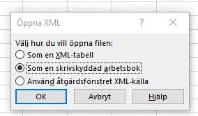 Välja att öppna filen som en skrivskyddad arbetsbok genom att markera valet och sedan klicka på OK.