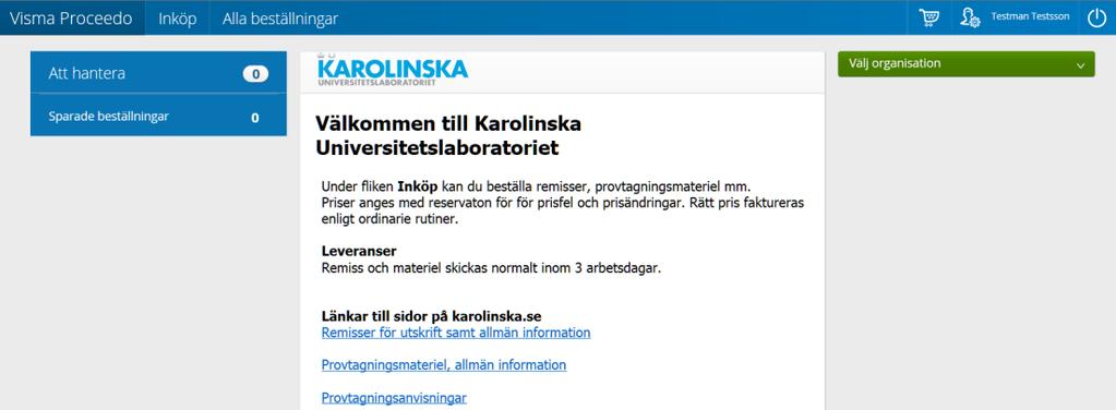 10 (15) Startsidan fliken Visma Proeceedo Under fliken Visma Proceedo finns flera delar; Att hantera, Välkomsttext och Meddelanden.