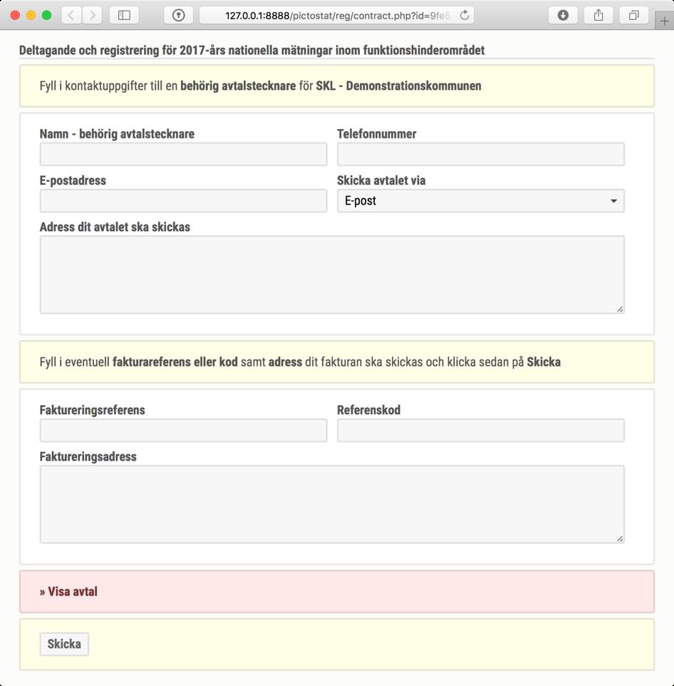 Steg 5 Avtal och faktureringsuppgifter Granska först avtalet genom att klicka på länken Visa avtal.