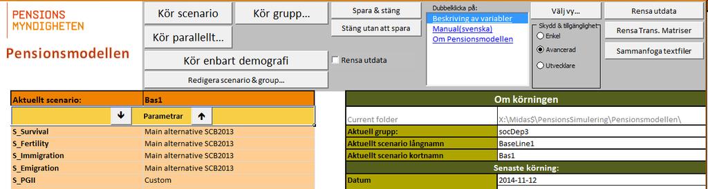 11 (42) Scenario och grupp Ett scenario är en uppsättning parametervärden. Flera scenarier kan ordnas i en grupp.