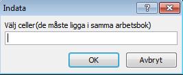 I den rutan som öppnas markera de celler som innehåller parameterns värdealternativ (Figur 28). 3. Nu skapas en s.k. dataverifiering och cellen blir som en rullgardin list.