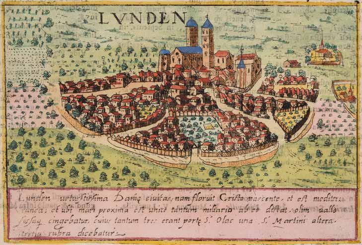 En av de äldsta bilderna av Lund är ett kopparstick efter Braun-Hogenberg från ca 1600. Bilden ger oss en glimt av hur staden med dess omgivningar kan ha sett ut under slutet av 1500-talet.