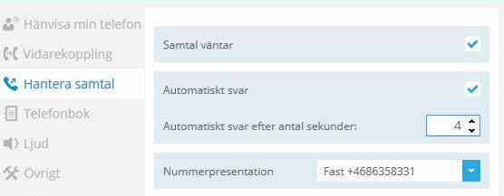 3.9.4 Hantera samtal Välj hur inkommande samtalet ska hanteras. 1. Väljs Samtal väntar visas inkommande samtal nummer 2 på första sidan. Därifrån hanteras sen samtalet enligt kapitel Hantera samtal.