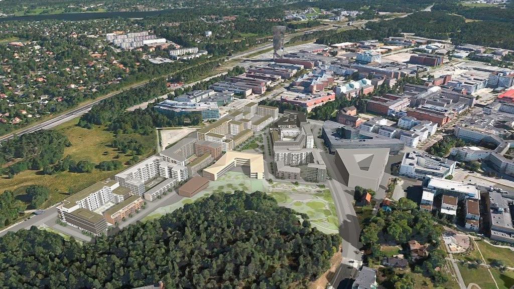 Kista Ängs föreslagna stadsbild utgår ifrån platsens skålliknande form, där omgivande gator och natur ligger högre än områdets mitt.