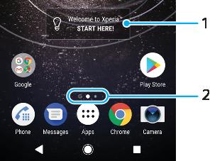 Översikt över startskärmen 1 Välkommen till Xperia-widgeten tryck för att öppna
