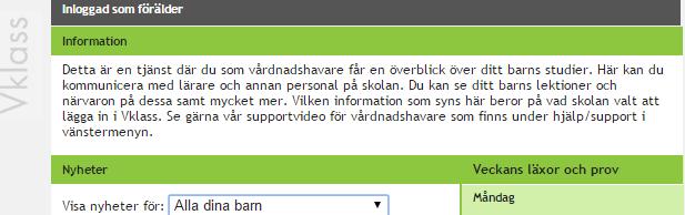 3. För att byta användarnamn eller lösenord; klicka på Inloggningsuppgifter. Startsidan På förstasidan när du loggar in finns den mesta information du behöver.