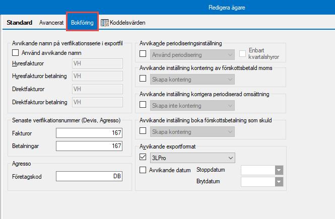 Grunddata NY FLIK BOKFÖRING PÅ REDIGERA ÄGARE Redigera ägare (Grunddata-Organisation-Ägare) har fått en ny flik Bokföring.