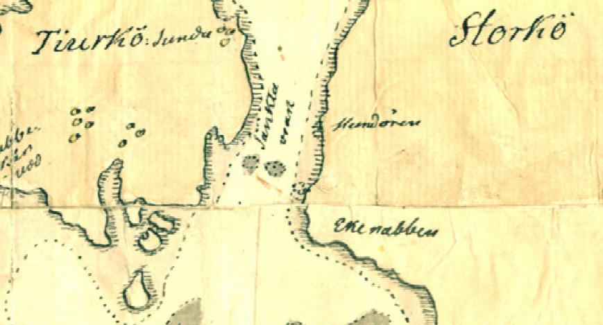 Även på en karta av C. Bäckström från 1804 (fig. 7) finns vraken runt Smörasken utmärkta med namn.