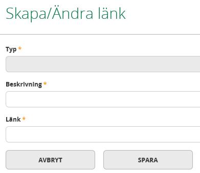 Beskrivning 25(26) 10. Länkar Här skapas länkar som visas i systemet.