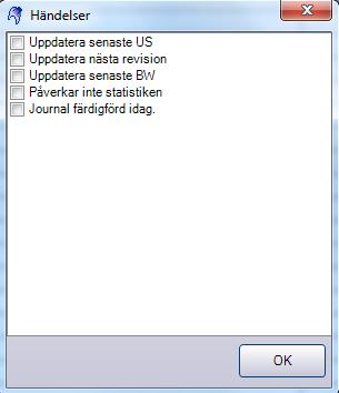 Lägg till Händelser: Klicka på knappen i kolumnen Händelser och markera de händelser som ska ske när texten/åtgärden