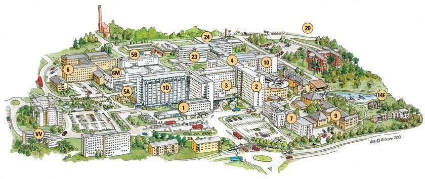 age 7 (7) Karta över Norrlands Universitetssjukhus (NUS) Vårdvetarhuset 1 24 har medicinska och odontologiska verksamheter 1
