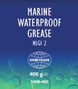 Smörjmedel Lubricants INNEHÅLL 27 Marinfett Marine grease Kölsvinskorv Bilge oil boom Fett NLGI 2 Grease NLGI 2 Absorbenter Absorbents Fettet är ett s.k. komplexfett som är baserat på syntetiska basoljor.