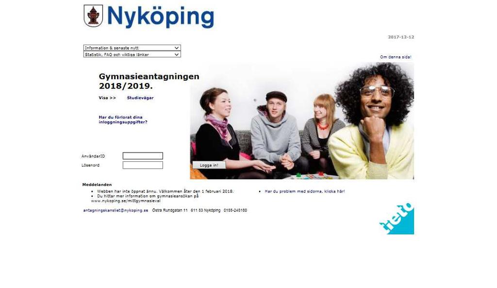 Inloggningssida gymnasiewebben.nykoping.se 1.