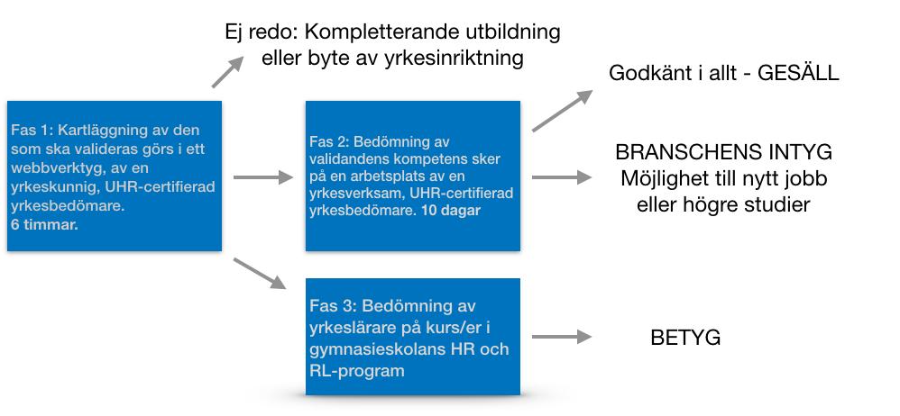 Hotell- och restaurangbranschens valideringsprocess: Hotell- och restaurangbranschens valideringsprocess Fas 1 Fas 2 Fas 3 är en obligatorisk kartläggning som görs i samtalsform.