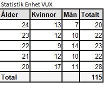 Kompletterande statistik för nyanlända ungdomar som INTE har etableringsplan 46 st.