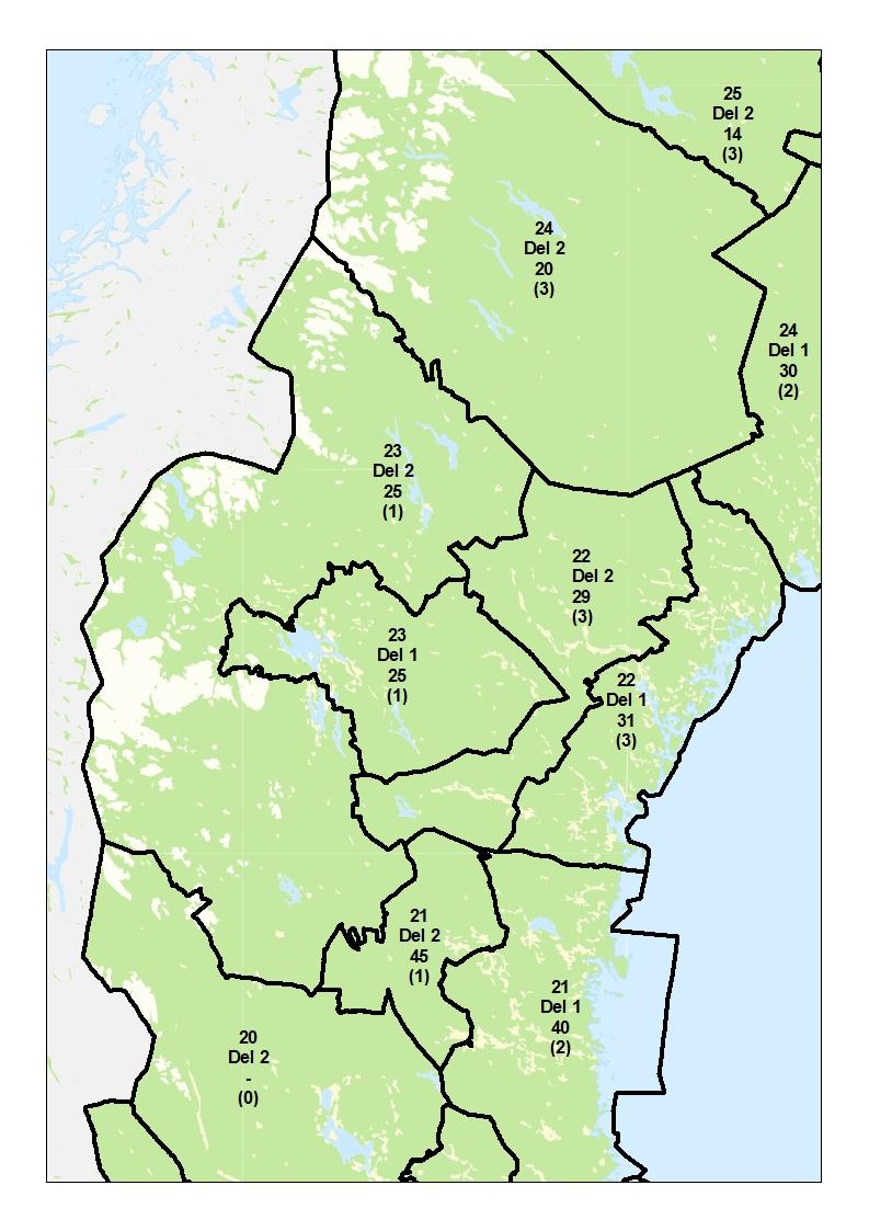 Län: Västernorrland (22), Jämtland (23). Skogsmark tusen kr/ha.