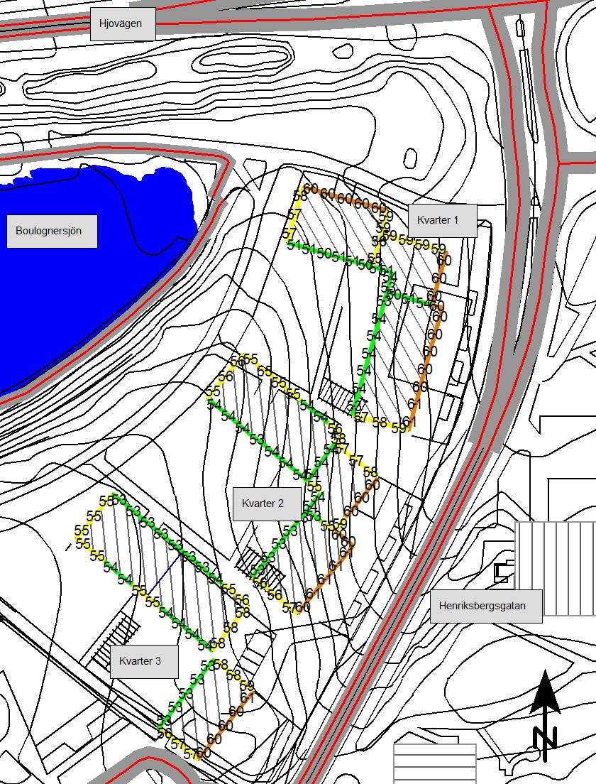 4.2 Resultat Resultat trafikbullerberäkningar (sammanlagrat väg + tåg) Beräkningarna är gjorda med SoundPLAN 7.4. Se bifogade bullerkartor för beräkningsresultat.