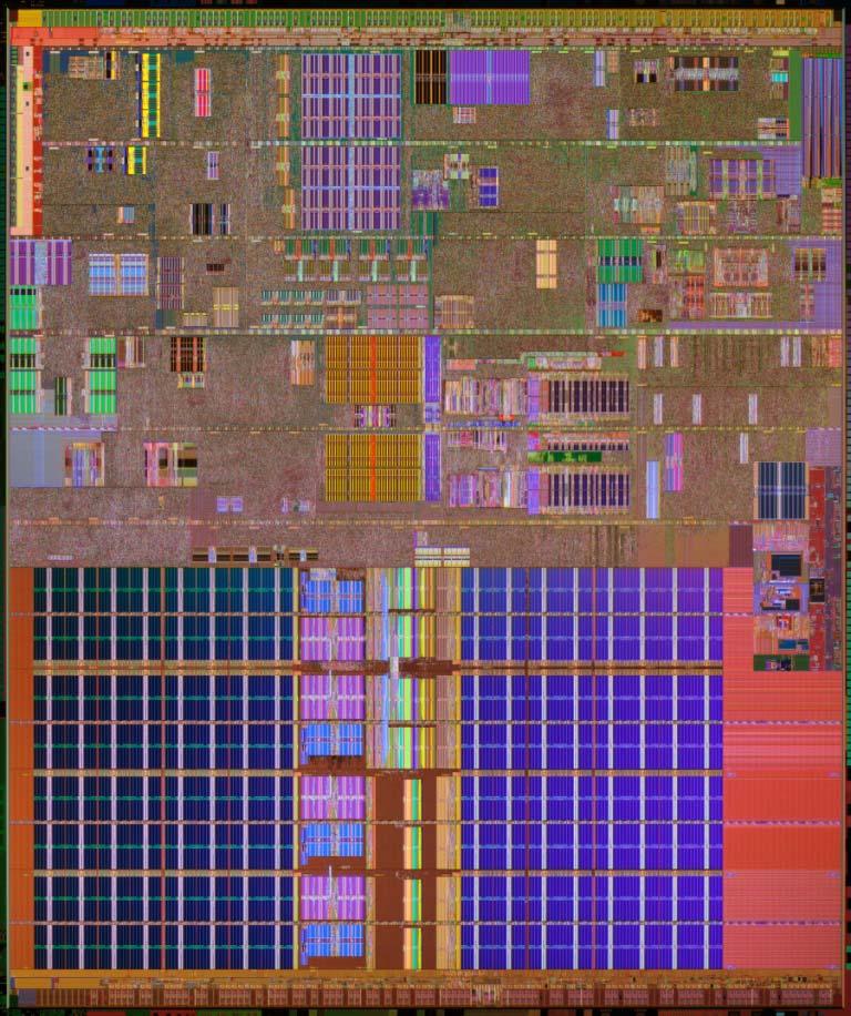 P4 (6XX) 170 miljoner transistorer. L = 90 nm. Yta = 135 mm 2. (10,7 x 12,6 mm).