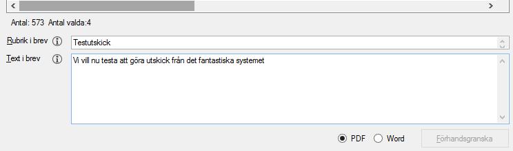 5) Fyll i rubrik och text. Välj om brevet ska var i PDF- eller Word-format.