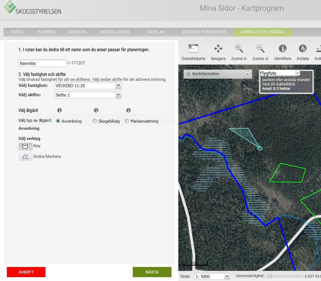 svarta rutan aktiveras av ritaknapen och rutan ger dig information när du ritar.