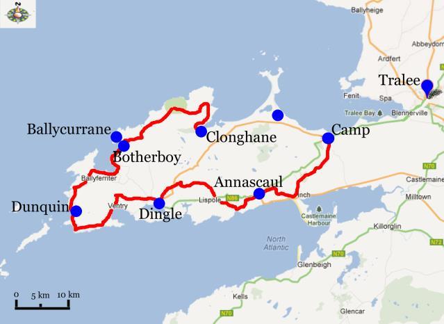 Dingle Way, Camp - Cloghane, 7 nätter 6(8) Svårighetsgrad Vandringen är i genomsnitt medel. Leden du följer är väl markerad och väl underhållen och den följer till stor del mindre byvägar och stigar.