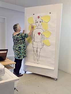 Grafiska sällskapet Ulla-Carin Winter som jobbat med oss i Art Camp inbjöd våra Art Camp barn att ställa ut grafik som tillverkats under sommaren, inne på deras utställningslokal på Hornsgatan en